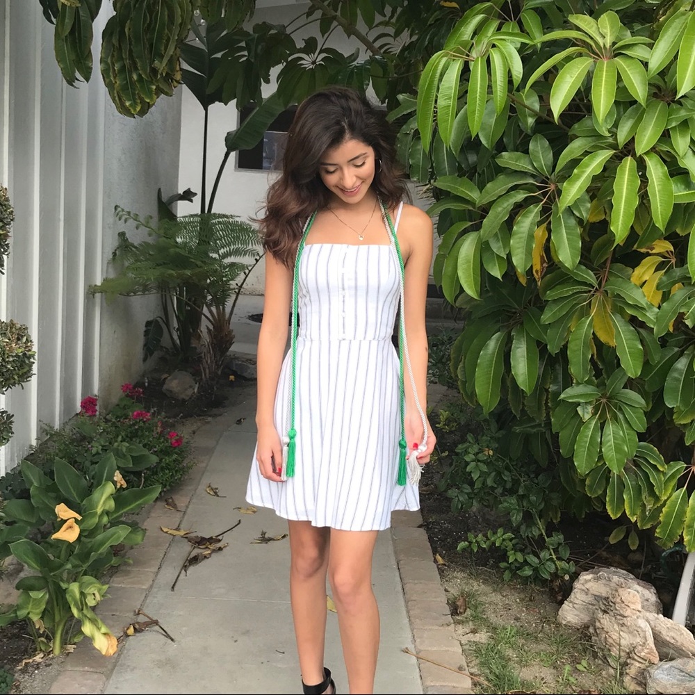 White Hollister stripped dress